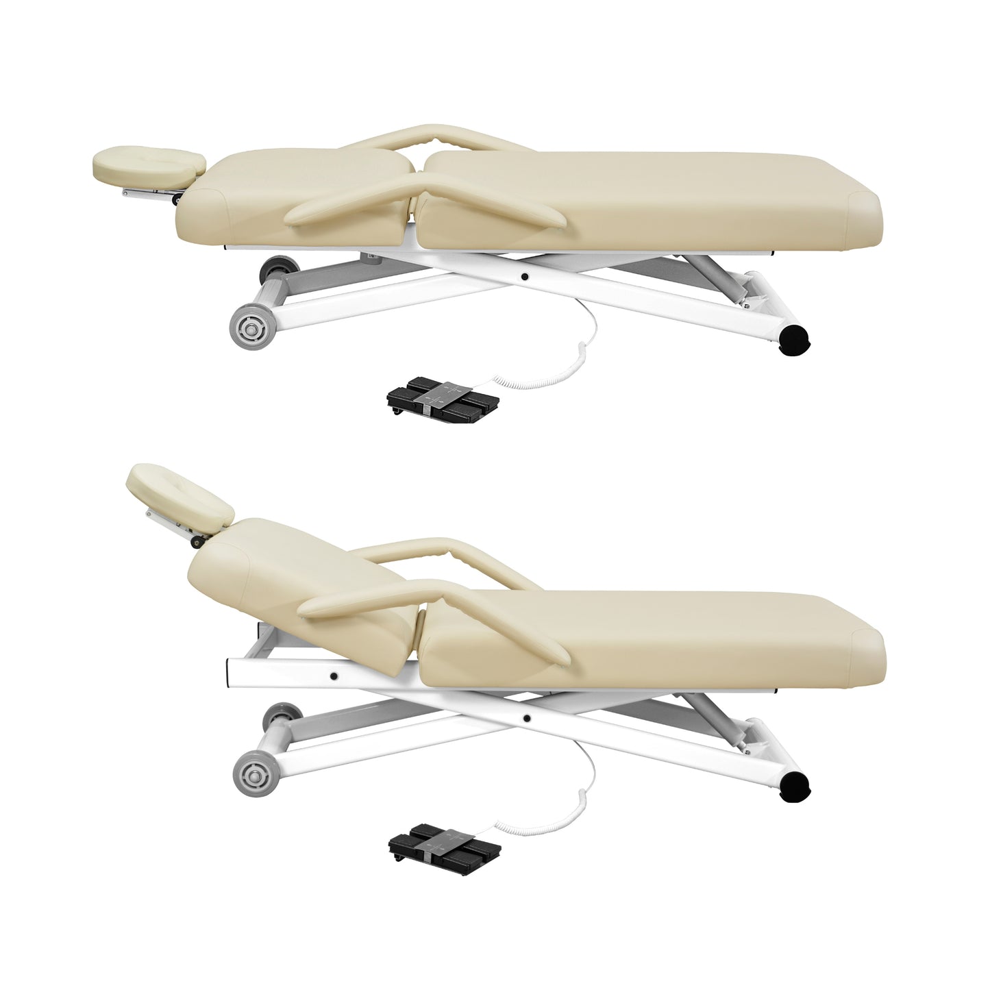 Silverfox 2274A Massage Bed with Dual Motors - beige color foot control