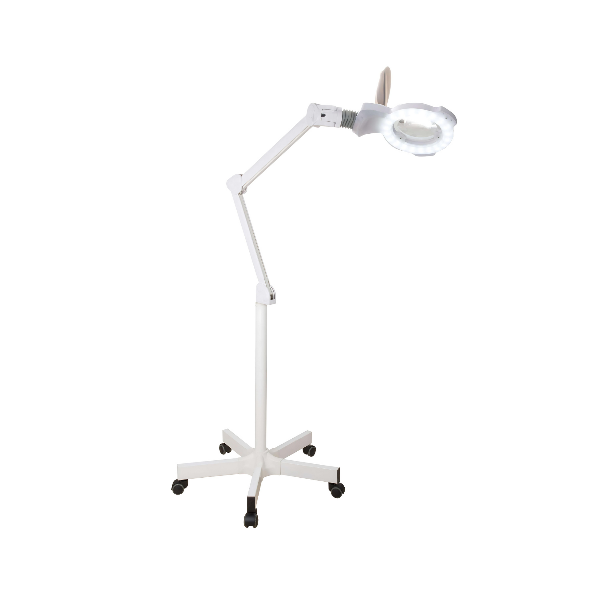 ZaraPlus: Five Diopter LED Magnifying Lamp with 5-Wheel Base With Lights On